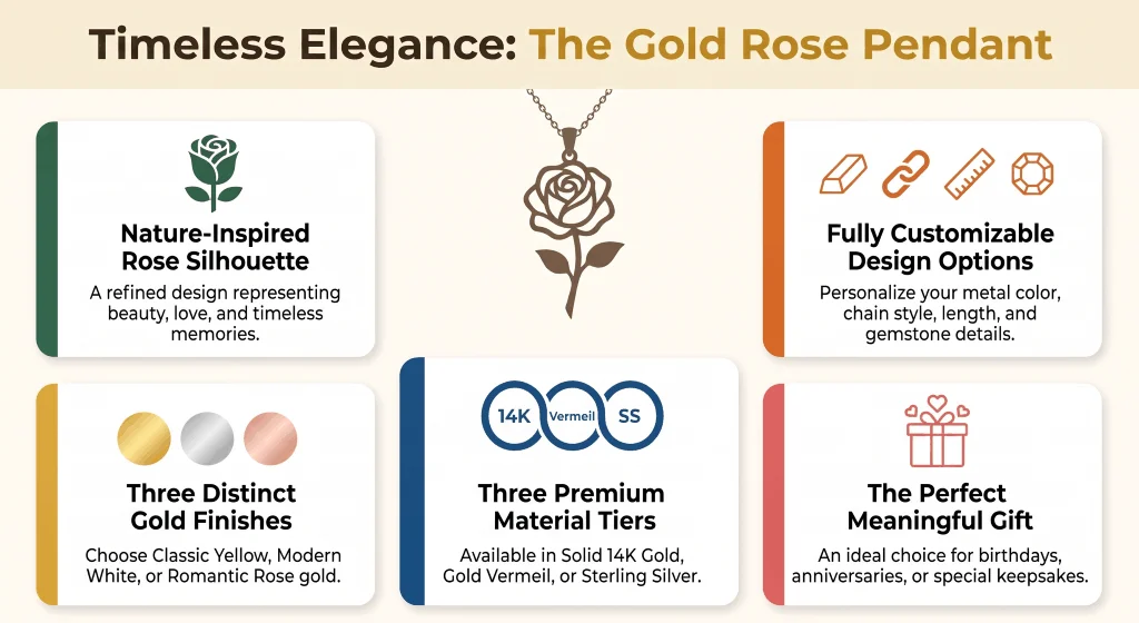 Gold Rose Flower Pendant Necklace Guide – Customization Options