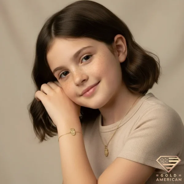 Golden Mittens Set Model Tilted