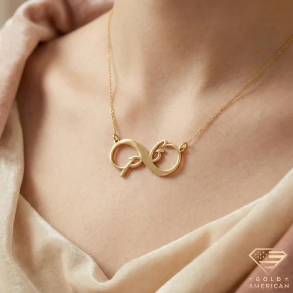 Infinity Initial Necklace Model Close up