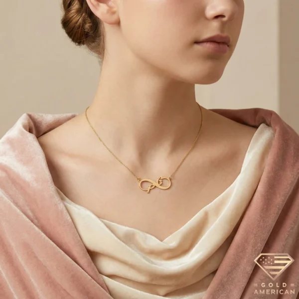 Infinity Initial Necklace Model Portrait