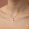 Lotus Gold Necklace Model Close Up