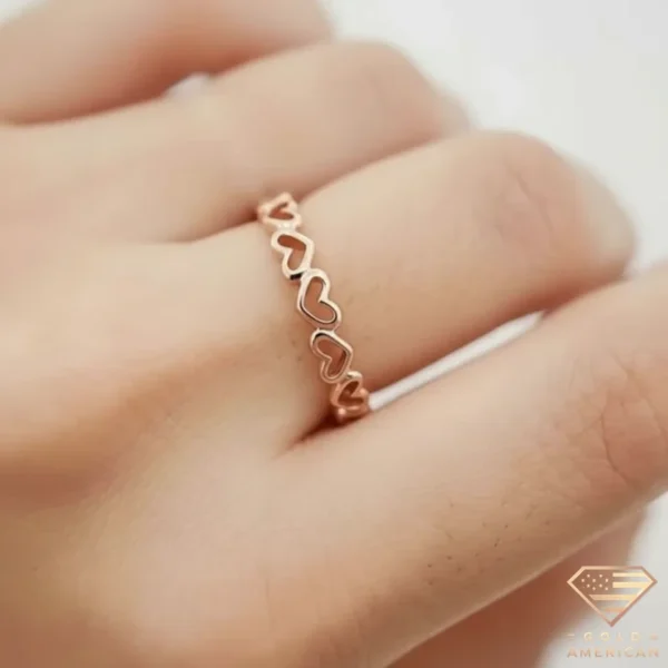 Minimal Heart Ring on Hand Close Up