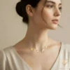 Santa Sleigh & Reindeer Gold Necklace Model