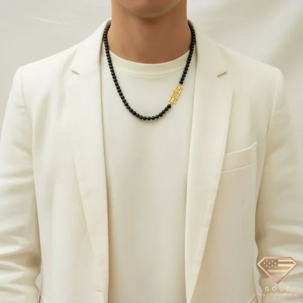 Side Gold Name Necklace for Men Model Damian
