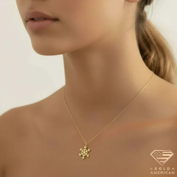 Snowflake Gold Necklace Model