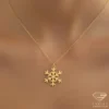 Snowflake Gold Necklace Model Close up