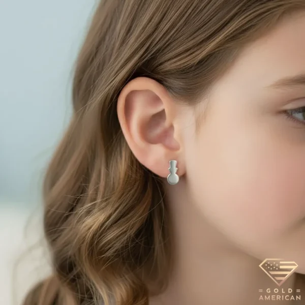 Snowman Gold Earrings Model