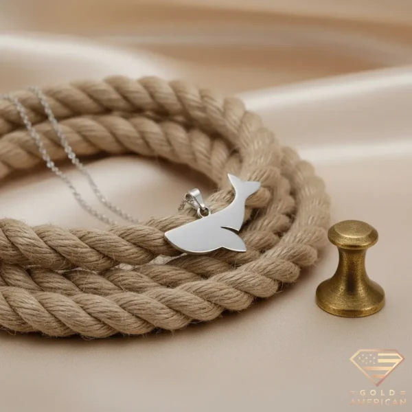 White Whale Gold Necklace on Rope