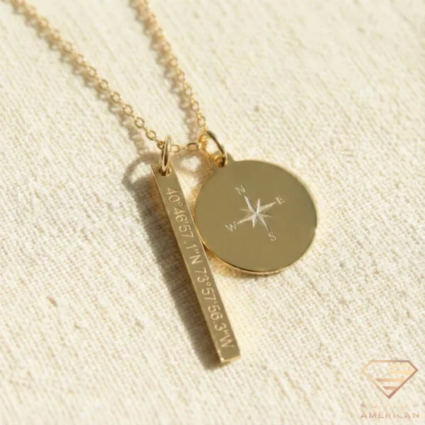 14k Gold Coordinate Bar Necklace