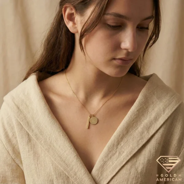 14k Gold Coordinate Bar Necklace Model 3.4