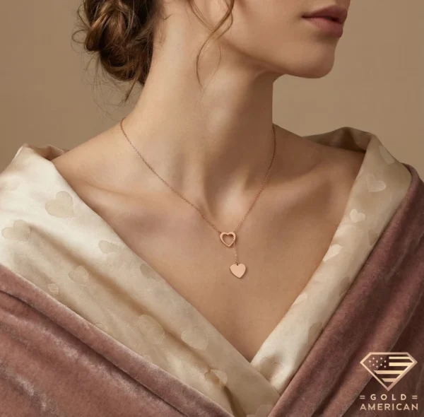 14k Gold Heart Lariat Valentine Gift Modal 3.4