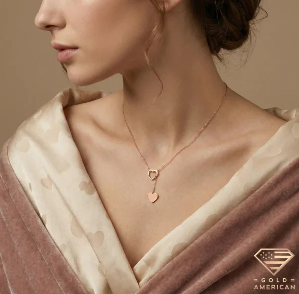 14k Gold Heart Lariat Valentine Gift Modal