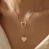 14k Gold Heart Lariat Valentine Gift Model Close up