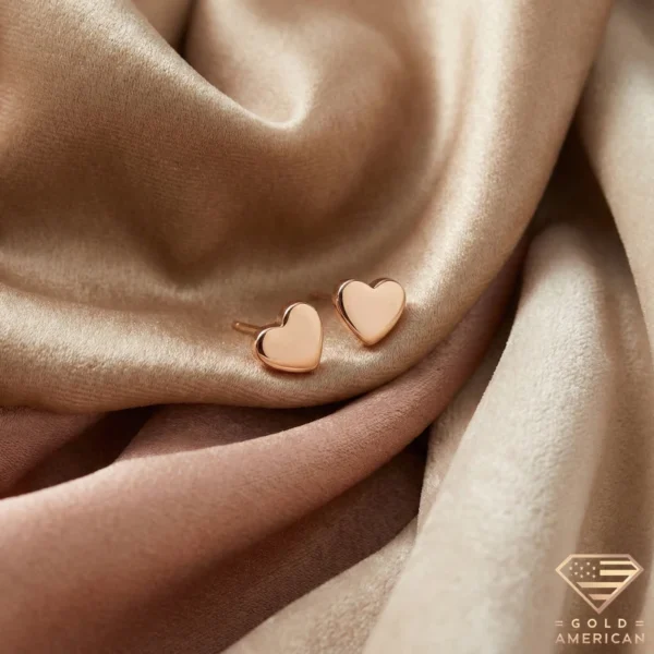 14k Gold Heart Stud Earrings