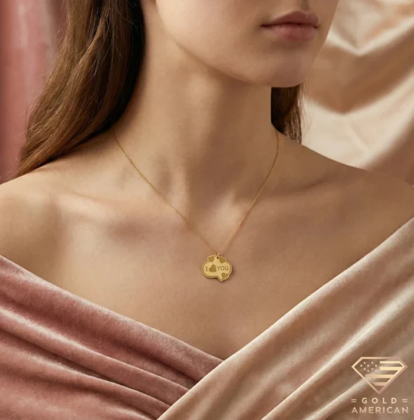 14k Gold I Love You Heart Necklace Model