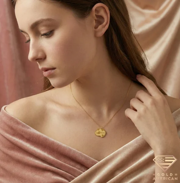 14k Gold I Love You Heart Necklace Model 3.4