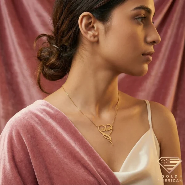14k Gold Personalized Heart Necklace Model