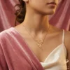 14k Gold Personalized Heart Necklace Model Close up