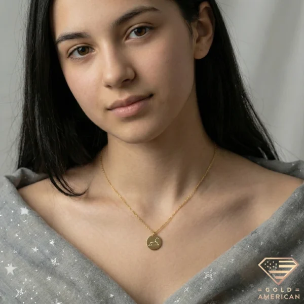 14k Gold Zodiac Constellation Necklace Model Leo