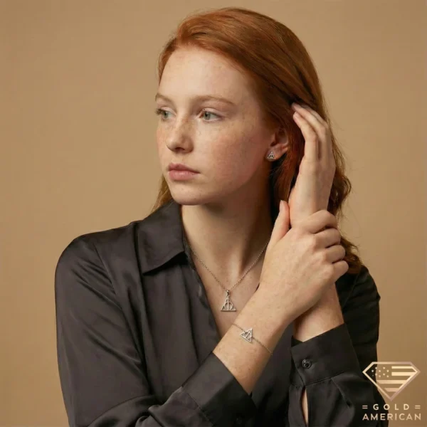 14k White Gold Hallows Jewelry Set Model