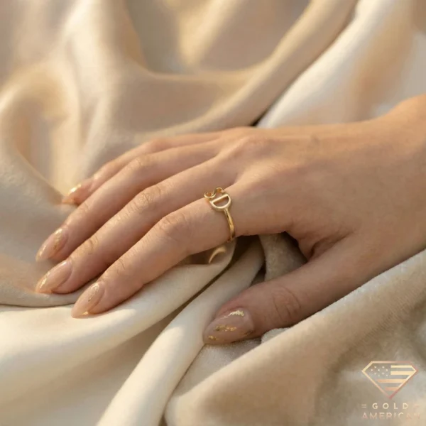 2 letter initial rings gold on Hand 3.4
