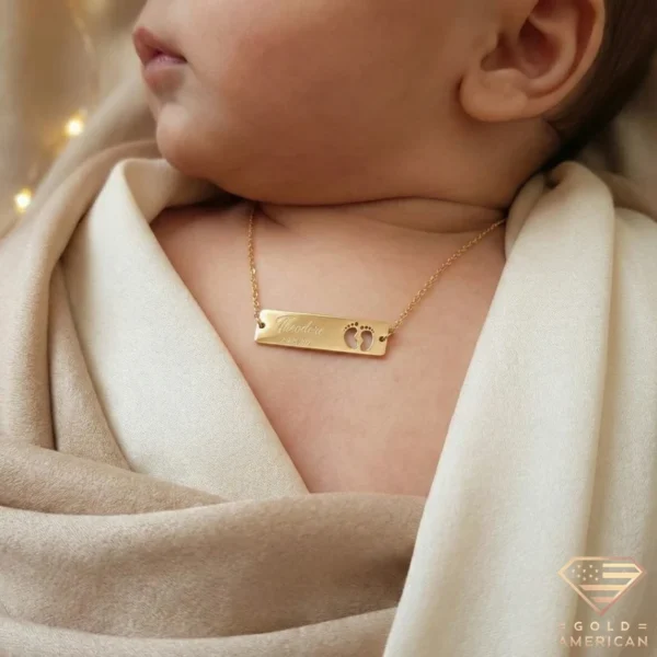 Baby's Footsteps Gold Name Plate Model