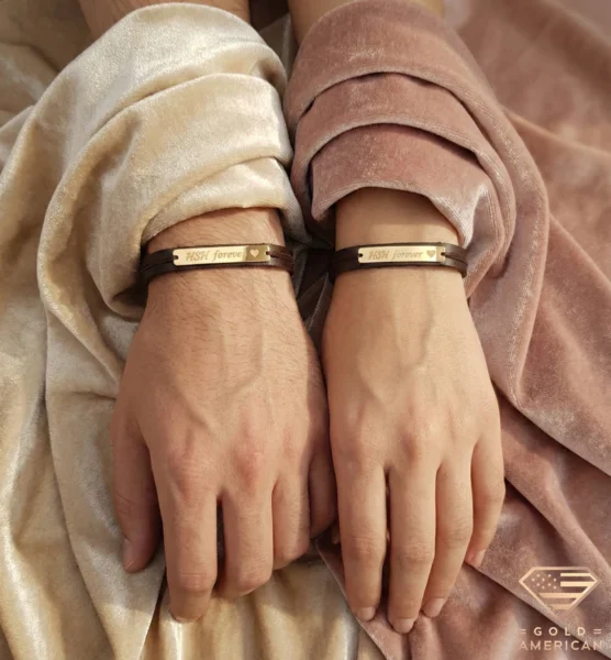 Bespoke 18k Gold & Leather Couple Set Model