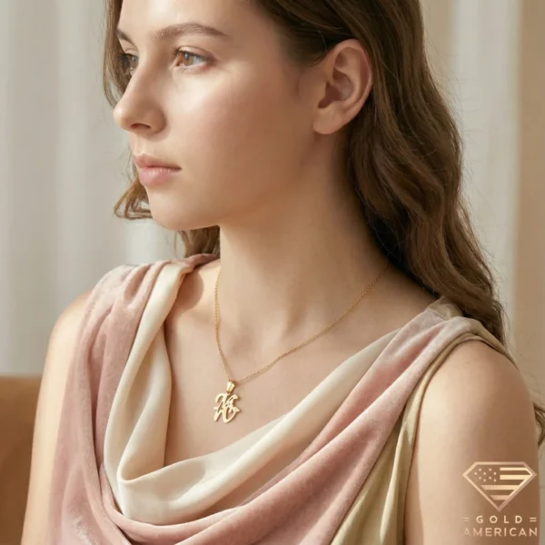 Butterfly Gold Initial Necklace Model