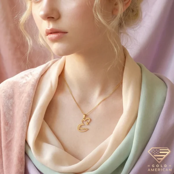 Butterfly Gold Name Necklace Model