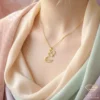 Butterfly Gold Name Necklace Model Close up