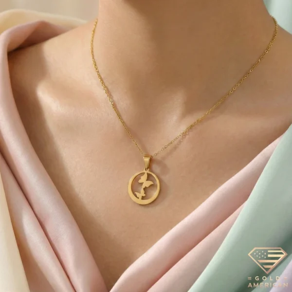 Butterfly Gold Necklace Close up