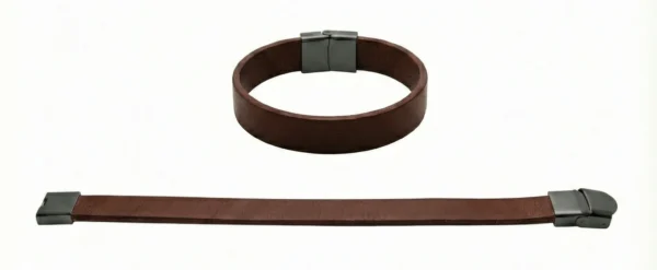 Chocolate Brown Snap Lock Clasp Flat Leather Bracelet Chocolate Brown Snap-Lock Clasp Flat Leather Bracelet