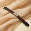 Classic Script Leather Gold Bracelet
