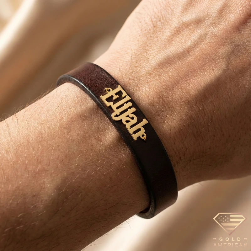 Classic Script Leather Gold Bracelet Model 1 Classic Script Leather Gold Bracelet Model 1