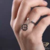Clover Charm Gold Ring on Hand Close up