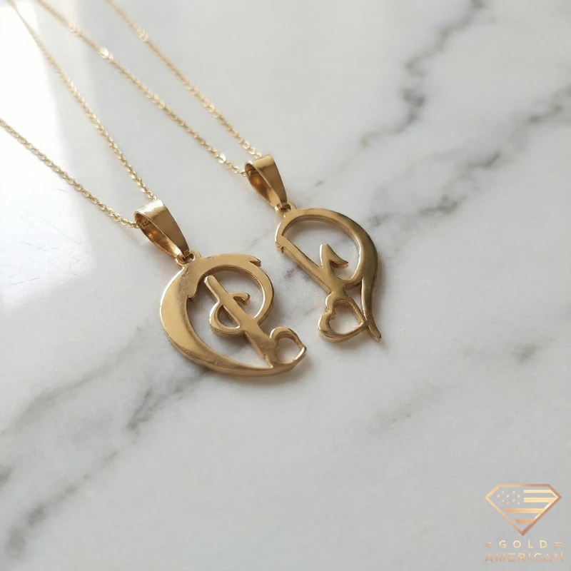 Couple Heart Initial Necklace 1 Couple Heart Initial Necklace 1