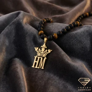 Crowned Double Initial Gold Necklace