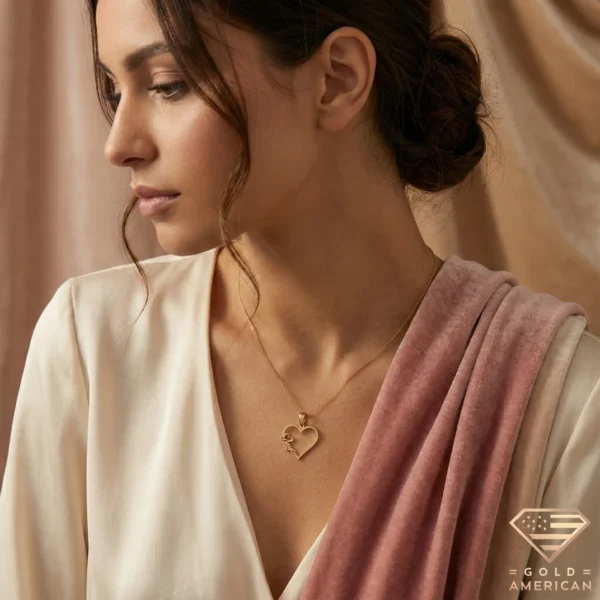 Custom 14k Gold Heart Name Necklace Model 3.4