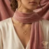 Custom 14k Gold Heart Name Necklace Model Close up