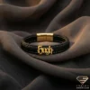 Custom Gold Nameplate Leather Bracelet