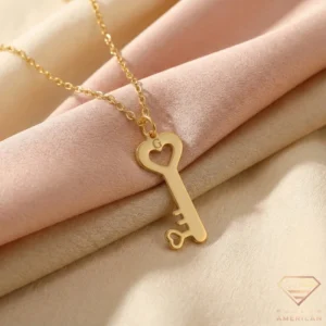 Custom Heart Key Initial Necklace
