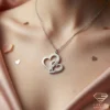 Custom Interlocking Hearts Name Necklace Model Close up