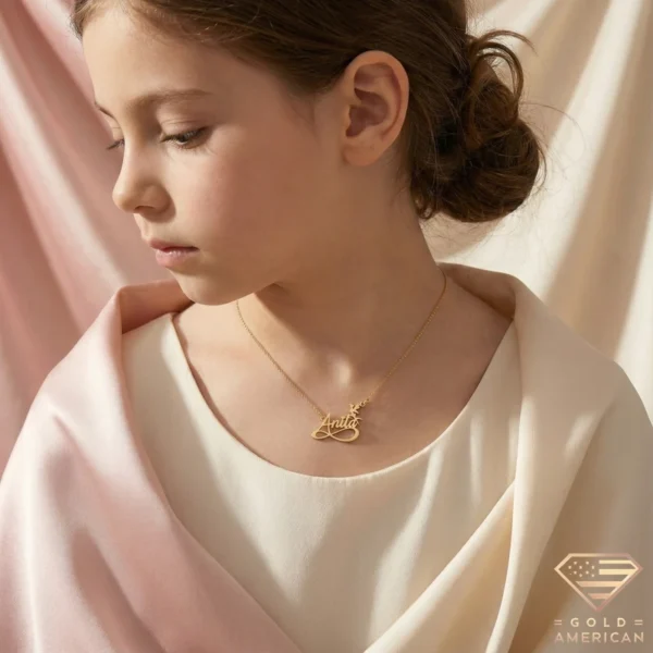 Custom Kids' Gold Fairy & Infinity Necklace Model 3.4