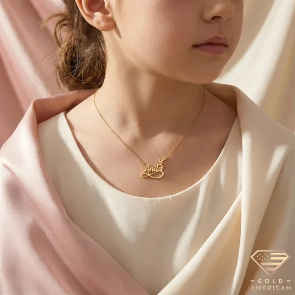 Custom Kids' Gold Fairy & Infinity Necklace Model