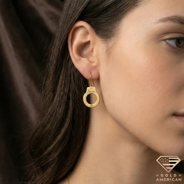 Custom Name Handcuff Earrings Close up