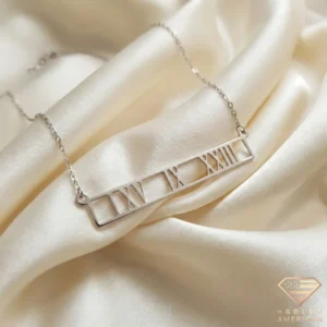 Custom Roman Numeral Date Bar Necklace