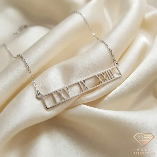 Custom Roman Numeral Date Bar Necklace