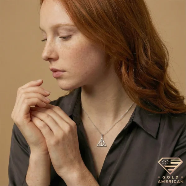 Deathly Hallows Pendant Necklace Model Close up