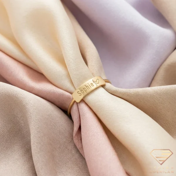 Engraved Name Plate Gold Ring