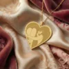 Gold Heart Hugging Girl Necklace